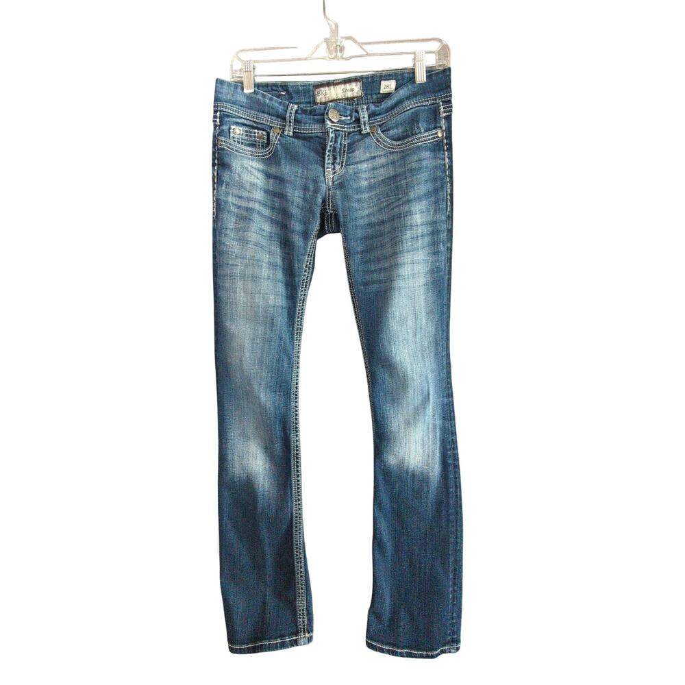 BKE Stella Jeans Womens 28x33.5 Blue Flap Pocket Low Rise Western Bootcut